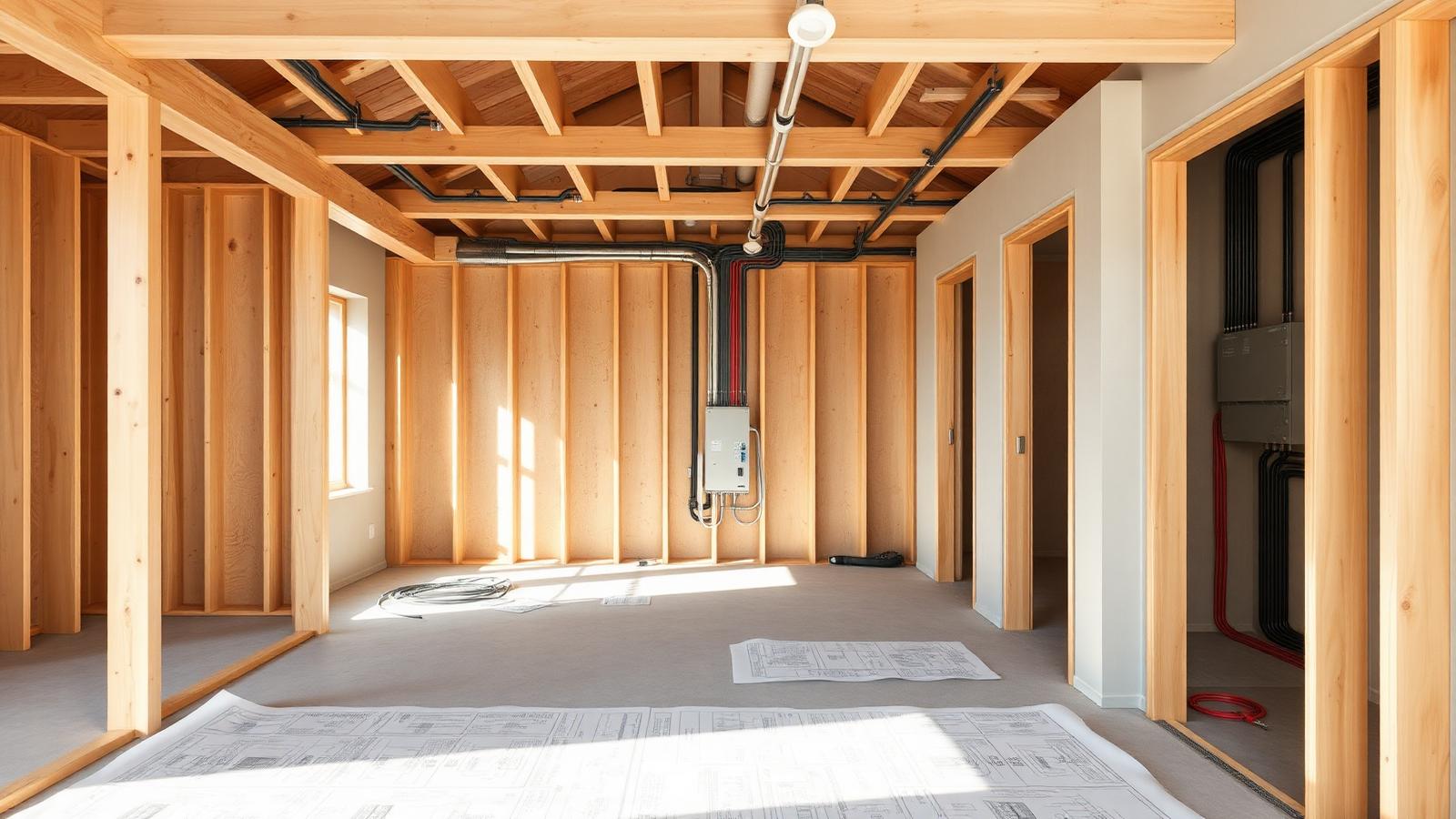 Nieuwbouwwoning in aanbouw met voorbereide bekabeling en groepenkast