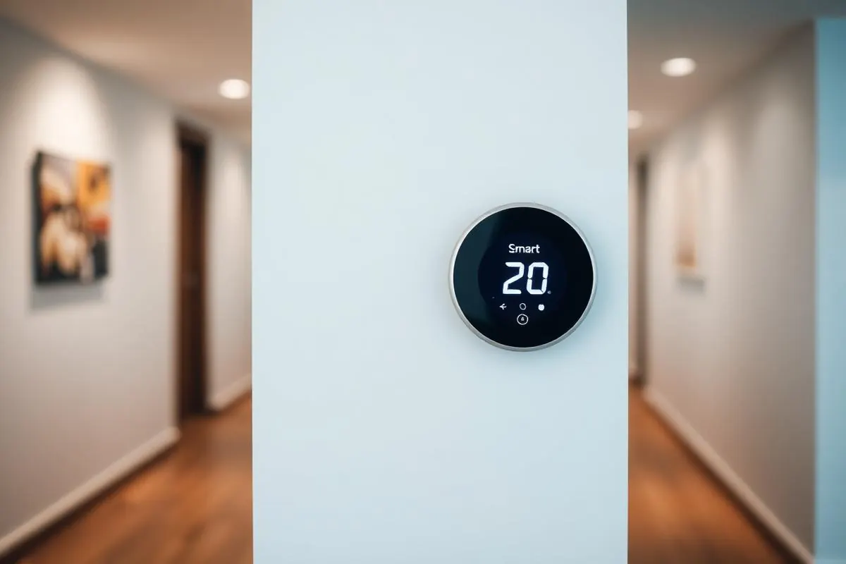 Smartphone met realtime energiedashboard naast slimme meter en zonnepanelen